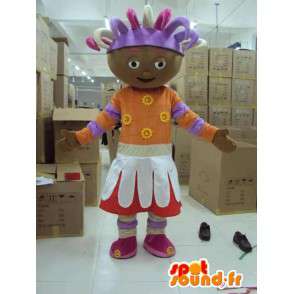 Mascotte princesse afro avec accessoires. Grand format de costume - MASFR00646 - Mascottes Fée