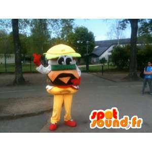 Hamburger mascot - Yummy burger sandwich - Express Delivery - MASFR00253 - Fast food mascots