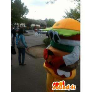 Hamburger mascot - Yummy burger sandwich - Express Delivery - MASFR00253 - Fast food mascots