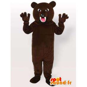 Mascote do urso marrom pronto para atacar com dentes afiados - MASFR00652 - mascote do urso