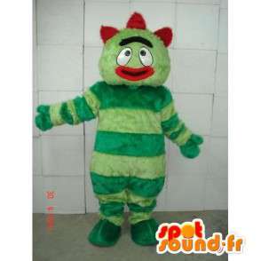 Snowman mascot with green stripes - red costume crazy - MASFR00654 - Human mascots
