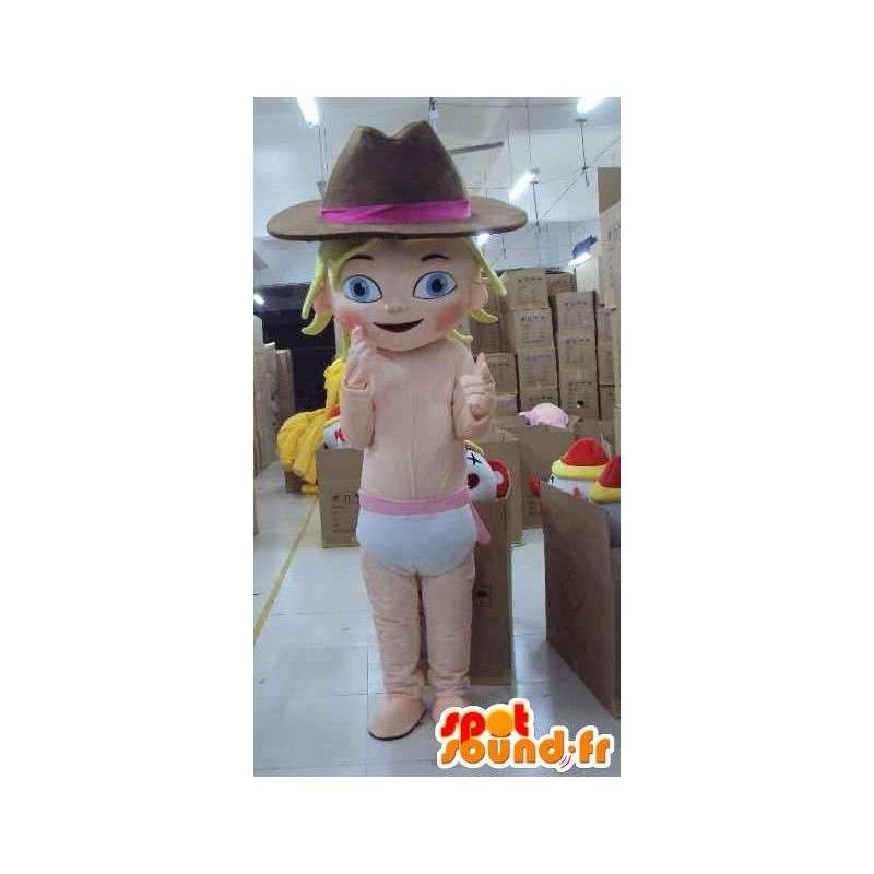 Baby pige maskot med speciel fest cowboy hat - Spotsound maskot