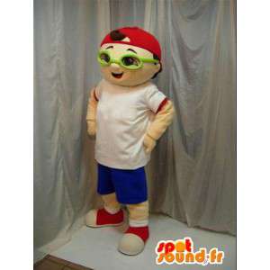 Mascot Junge mit grünen Sonnenbrillen und roten Hut. Street. - MASFR00656 - Maskottchen-jungen und Mädchen
