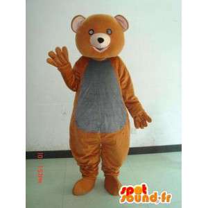 Mascotte ours marron et gris. Simple déguisement populaire festif - MASFR00661 - Mascotte d'ours