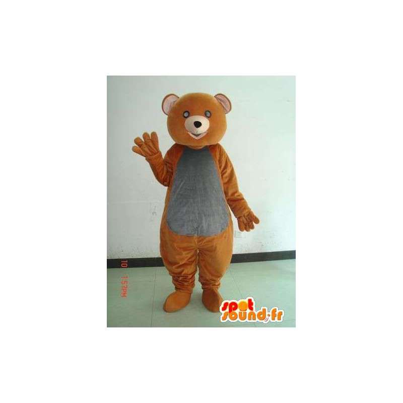 Mascot orso bruno e grigio. Semplice costume popolare di festa - MASFR00661 - Mascotte orso