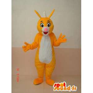 Mascote raposa amarelo e branco com Iroquois pico - MASFR00663 - Fox Mascotes