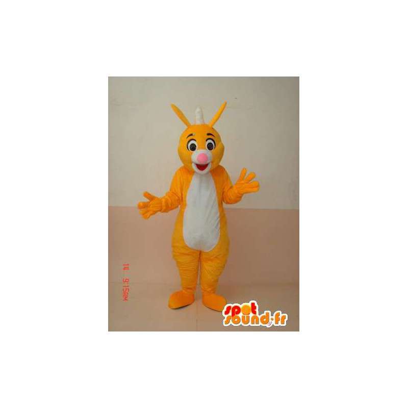 Mascote raposa amarelo e branco com Iroquois pico - MASFR00663 - Fox Mascotes