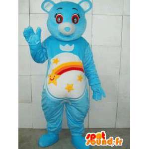 Blue bear mascot with stripes and shooting stars. Customizable - MASFR00666 - Bear mascot