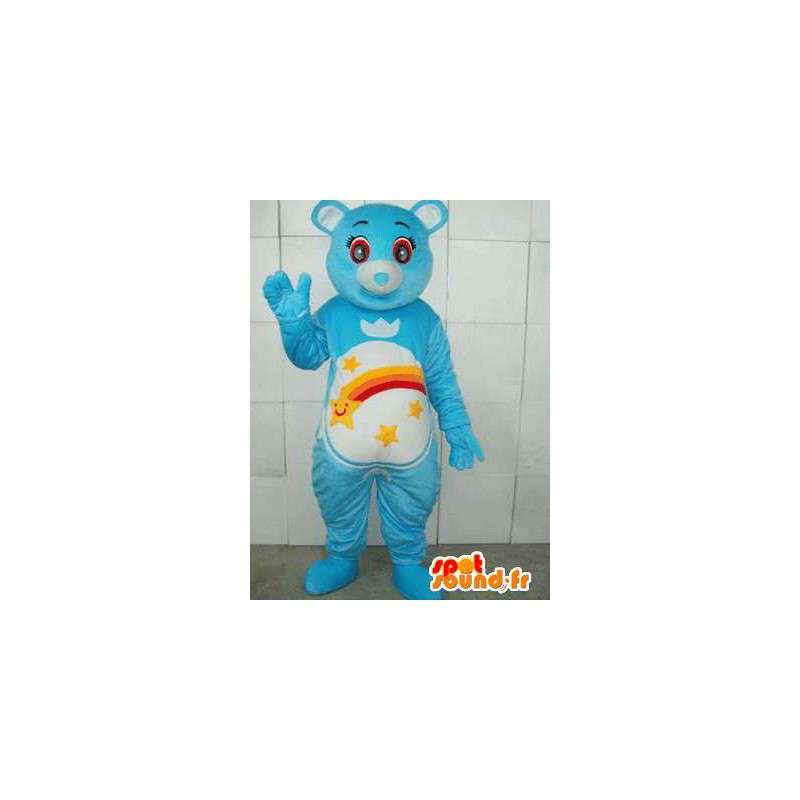 Orso mascotte blu con strisce e stelle cadenti. Personalizzabile - MASFR00666 - Mascotte orso