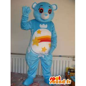 Mascotte bjørn med blå striper og stjerneskudd. tilpasses - MASFR00666 - bjørn Mascot