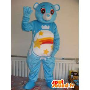 Blå bjørn maskot med striber og stjerneskud. Kan tilpasses -