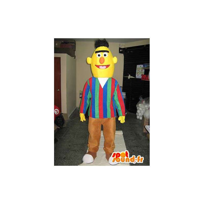 Mascot único homem na cabeça amarela com calças marrons - MASFR00651 - Mascotes homem