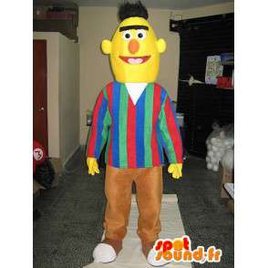 Single man mascot head with yellow brown pants - MASFR00651 - Human mascots