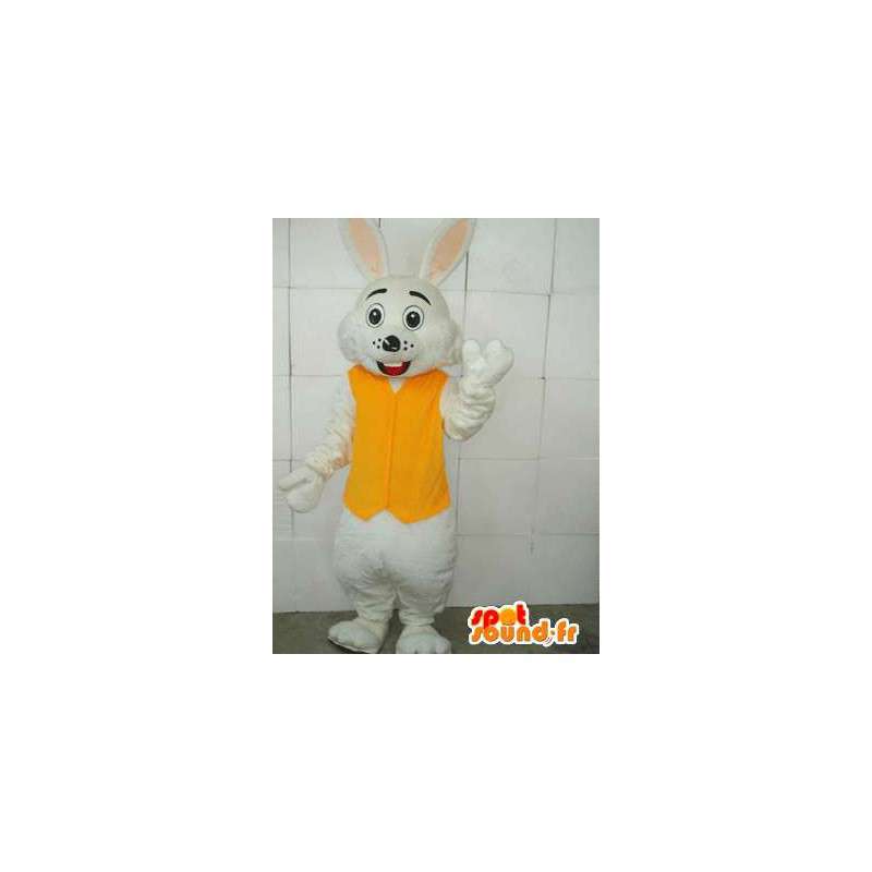 Gul og hvid kaninmaskot - Inkluderet tilbehør - Kostume -