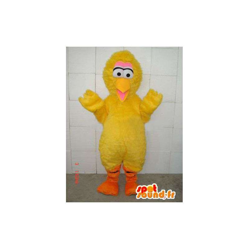 Gul kanarie maskot stil gul kyckling plysch och fibrer -