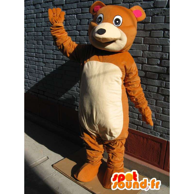Pooh mascotte morbido marrone e beige - Peluche delizioso - MASFR00675 - Mascotte orso