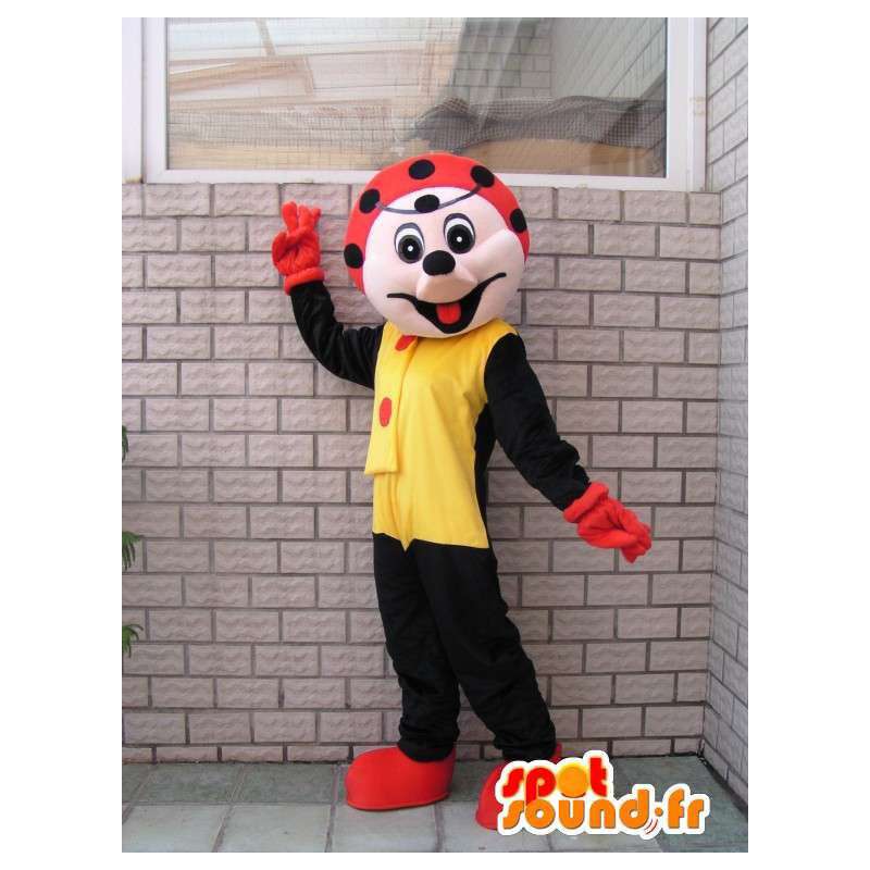 Carácter de la mascota festiva mariquita roja y negro - MASFR00676 - Insecto de mascotas