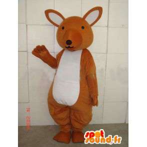 Mascotte de kangourou marron et blanc simple pour fêtes - MASFR00677 - Mascottes Kangourou
