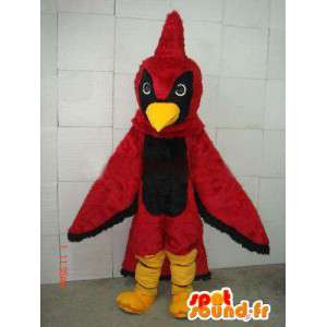 Aquila mascotte rosso e nero con cresta di gallo rosso farcito - MASFR00680 - Mascotte di galline pollo gallo