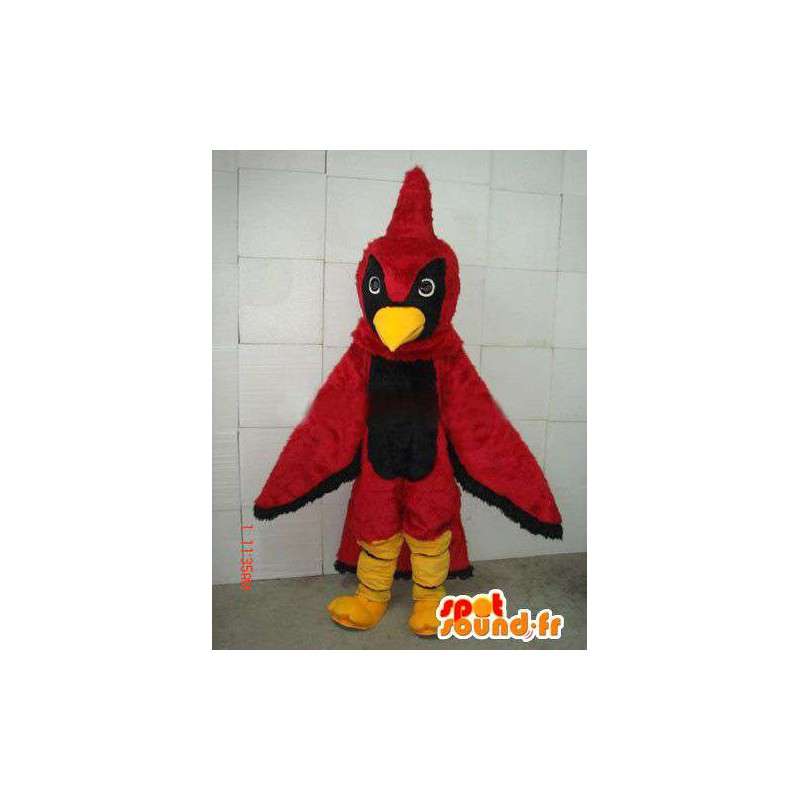 Aquila mascotte rosso e nero con cresta di gallo rosso farcito - MASFR00680 - Mascotte di galline pollo gallo