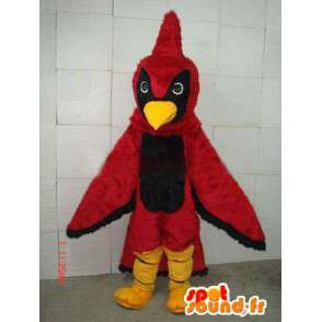 Aquila mascotte rosso e nero con cresta di gallo rosso farcito - MASFR00680 - Mascotte di galline pollo gallo