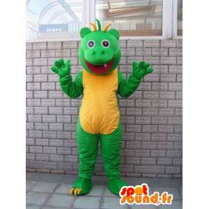 Maskotti hassu vihreä ja keltainen salamander matelija tyyli - MASFR00681 - Mascottes de reptiles