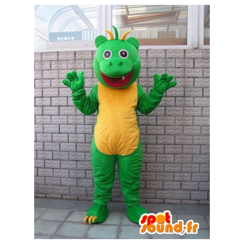 Mascot estilo extravagante réptil salamandra verde e amarelo - MASFR00681 - mascotes répteis
