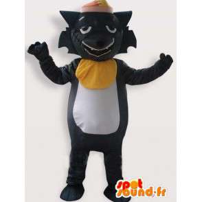 Mascotte Gatto nero gonfia una cicatrice con accessori - MASFR00692 - Mascotte gatto