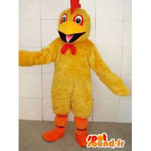 Gallo Mascotte con cresta rossa e giallo arancio per sostenere - MASFR00695 - Mascotte di galline pollo gallo