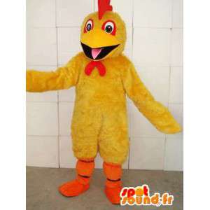 Mascot gallo amarillo con cresta roja y anaranjada para apoyar - MASFR00695 - Mascota de gallinas pollo gallo