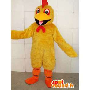 Gallo Mascotte con cresta rossa e giallo arancio per sostenere - MASFR00695 - Mascotte di galline pollo gallo