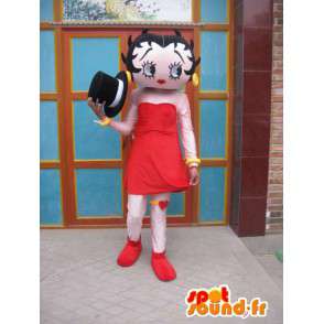Mascot chica tímida con falda roja y un sombrero negro - MASFR00698 - Chicas y chicos de mascotas
