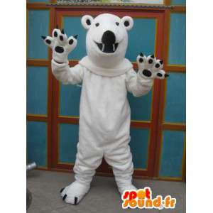Mascot urso polar branco com garras preto, enquanto pelúcia - MASFR00700 - mascote do urso
