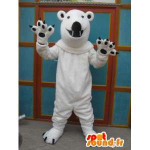 Mascotte ours polaire blanc avec griffes noires tout en peluche - MASFR00700 - Mascotte d'ours