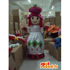 Mascot prinsesse med overdådig hvit kjole og tilbehør - MASFR00703 - Fairy Maskoter
