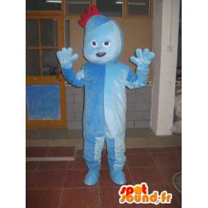 Blau Maskottchen Kostüm Troll mit kleinen roten Kamm