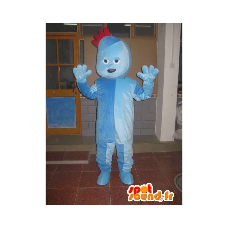 Azul mascote terno trolls com pequena crista vermelha - MASFR00707 - Mascotes 1 Sesame Street Elmo