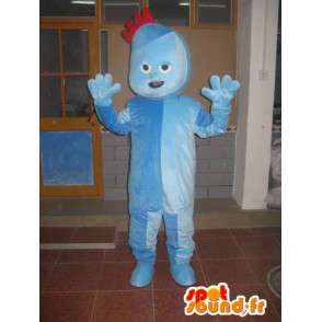 Azul mascote terno trolls com pequena crista vermelha - MASFR00707 - Mascotes 1 Sesame Street Elmo