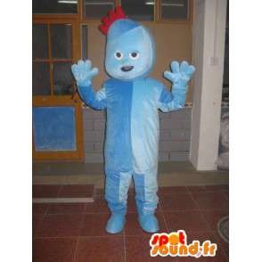 Blå trold maskot kostume med lille rød kam - Spotsound maskot