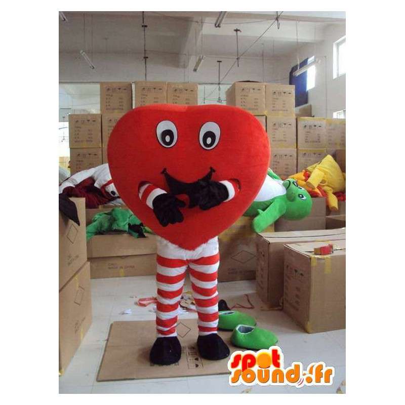Mascotte di divertimento cuore con appiccicose zampe rosse a strisce - MASFR00713 - Mascotte non classificati
