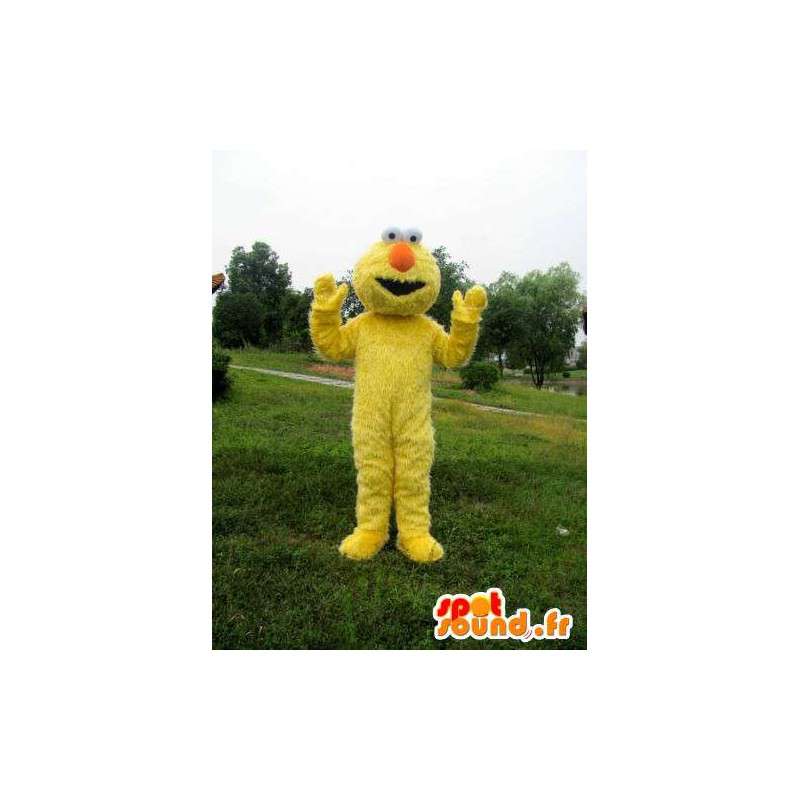 Mascotte monstre en peluche jaune avec fibre et nez orange - MASFR00719 - Mascottes de monstres