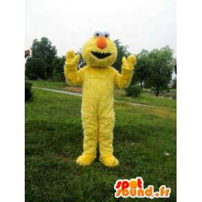 Mascotte monstre en peluche jaune avec fibre et nez orange - MASFR00719 - Mascottes de monstres