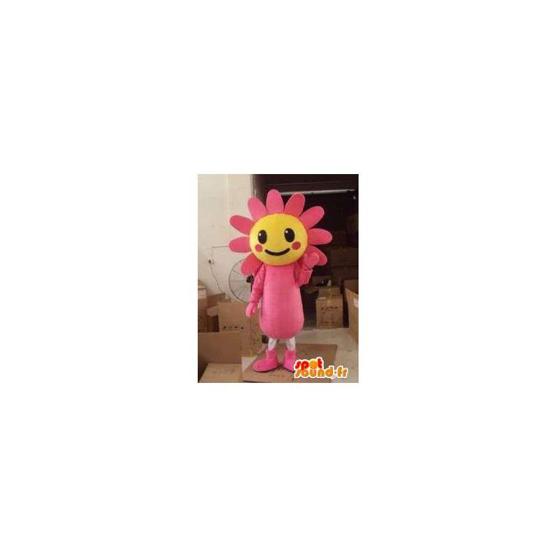 Flower Daisy Mascot / planten roze en gele zonnebloem - MASFR00720 - mascottes planten