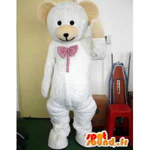 Maskotka niedźwiedzia polarnego z bowtie stylowej czerwonej dachówki - MASFR00722 - Maskotka miś