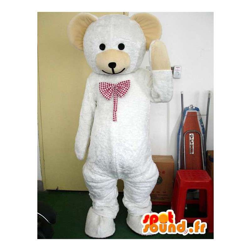 Polar bear mascot with bow-tie stylish red tile - MASFR00722 - Bear mascot