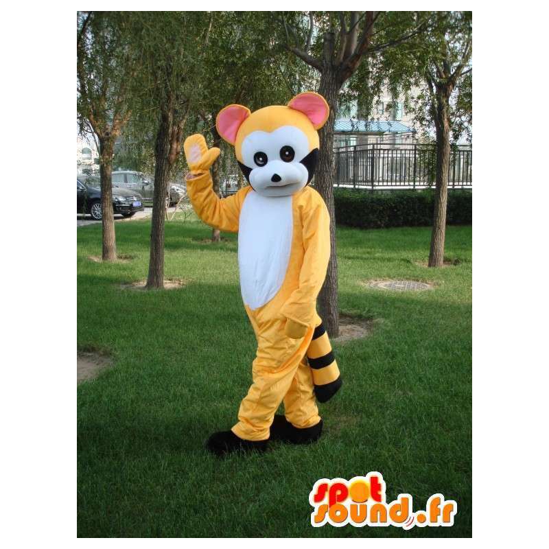 Mascotte de lémurien jaune rayé et noir - Costume de fête - MASFR00725 - Animaux de la jungle