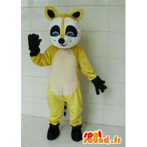 Mascotte de renard raton laveur jaune et noir avec gants noirs - MASFR00727 - Mascottes Renard