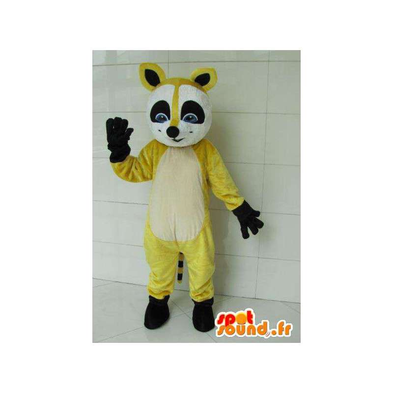 Mascotte de renard raton laveur jaune et noir avec gants noirs - MASFR00727 - Mascottes Renard
