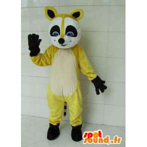 Fox Waschbär Maskottchen gelb und schwarz mit schwarzen Handschuhen - MASFR00727 - Maskottchen-Fox