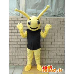 Mascotte d'insecte jaune avec t-shirt noir style fourmi forestière - MASFR00728 - Mascottes Fourmi